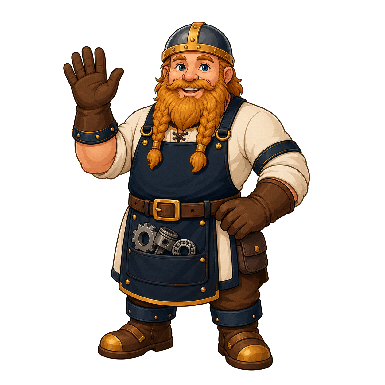 The Viking mechanic waving hello
